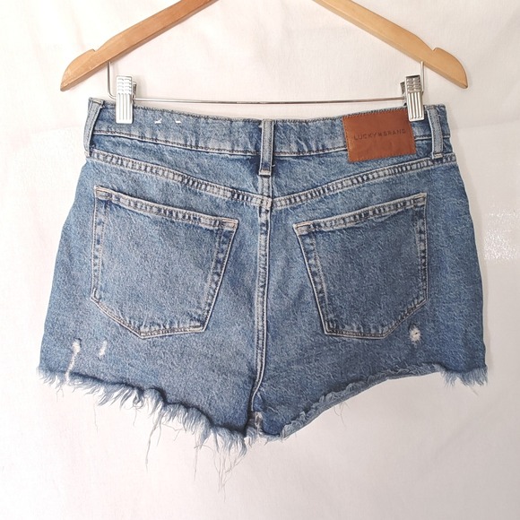 Lucky Brand Shorts Denim Jean Cutoff High Rise Mom Button Fly 8 29‎ Cotton Blend - Picture 2 of 10